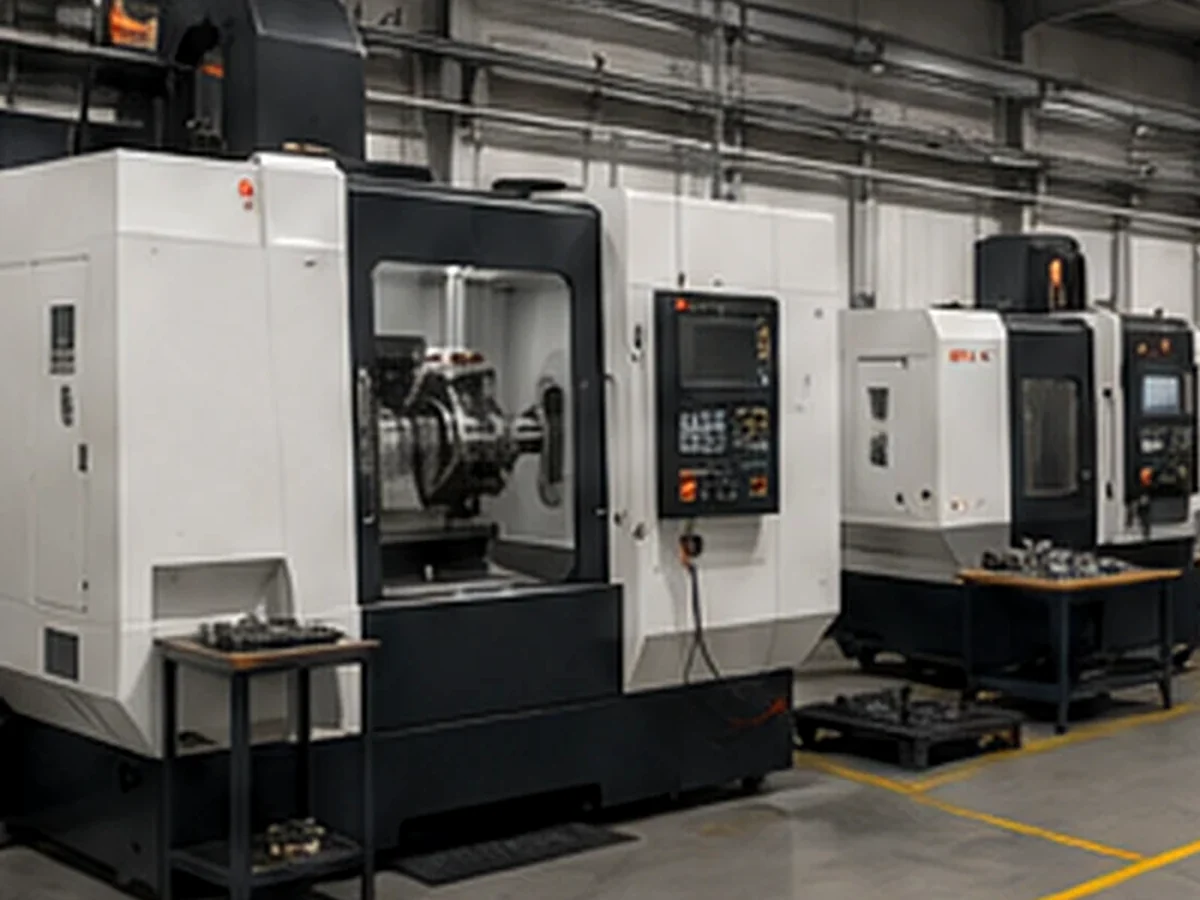 Ambiente industrial com equipamento CNC